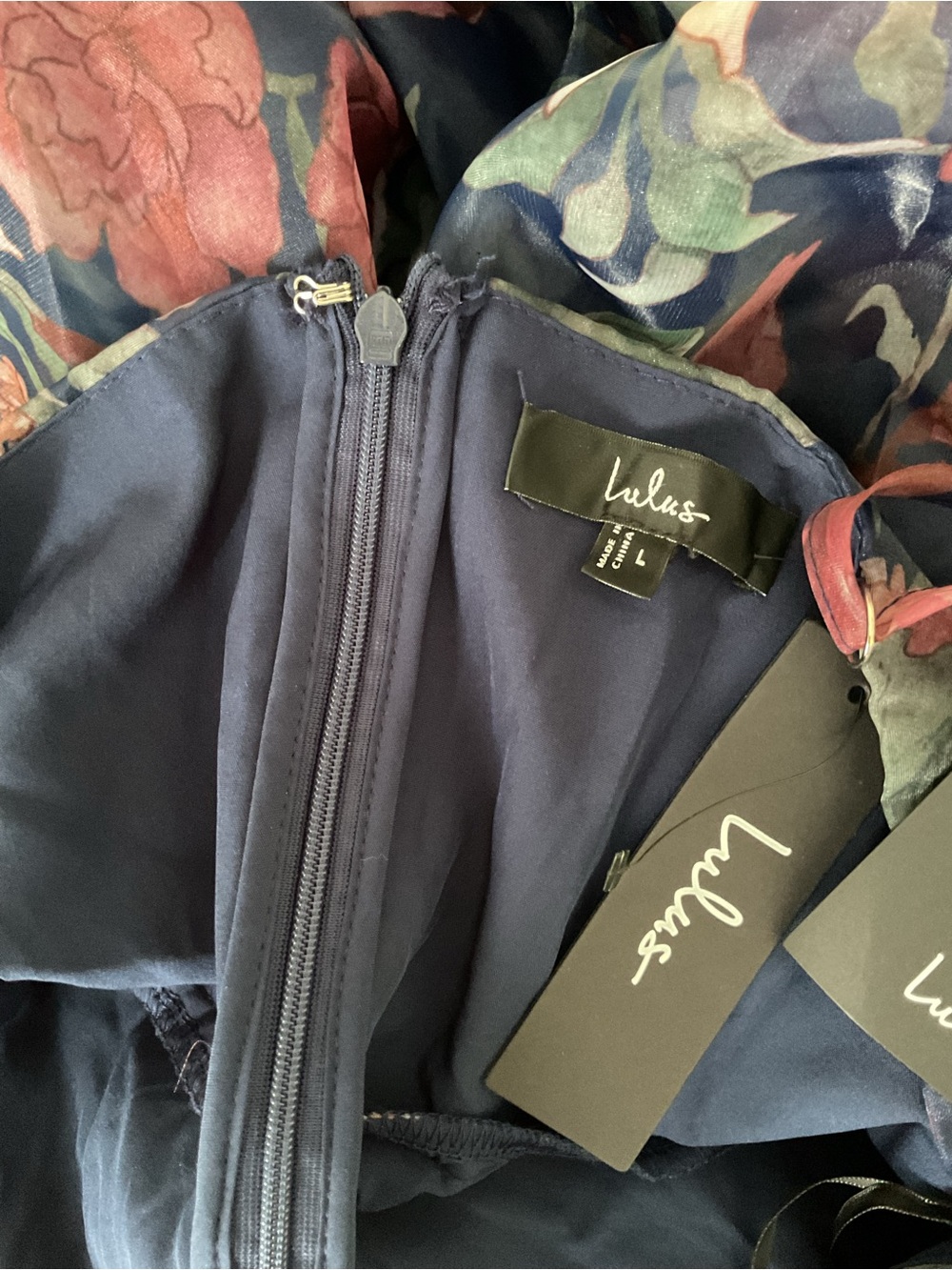 Lulu's NWT Navy Floral Midi Dress-large - Picture 14 of 14